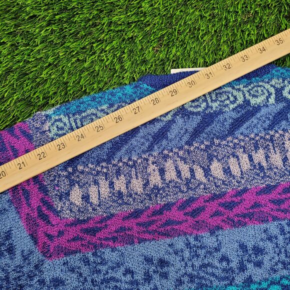 Vintage 80s MOD Sweater Womens S/M 18x23 Blue - Picture 4 of 9